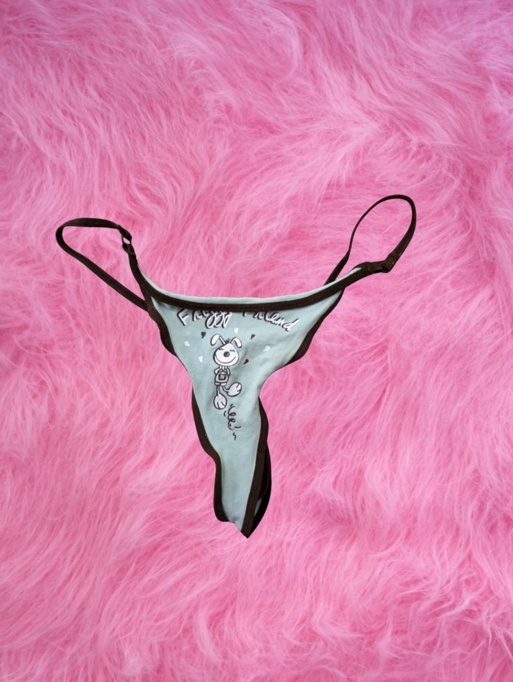 Jennyfer Secret Light Teal Cartoon Frizzy Friend Thong XL